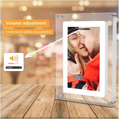 إطار فيديو رقمي أكريليك مقاس 7 بوصات، إطار صور متحركة، شاشة IPS 1024x600، ذاكرة 2 جيجا، MP3، مكبر صوت، يعمل بالبطارية in Saudi Arabia