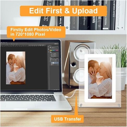 إطار فيديو رقمي أكريليك مقاس 7 بوصات، إطار صور متحركة، شاشة IPS 1024x600، ذاكرة 2 جيجا، MP3، مكبر صوت، يعمل بالبطارية in Saudi Arabia