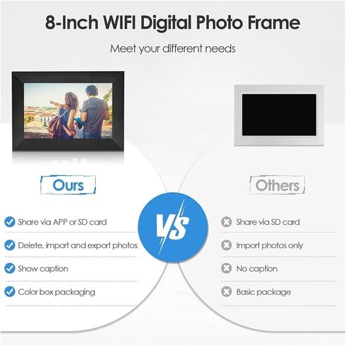 10" Smart WiFi Digital Photo Frame, IPS Touchscreen, 16GB Storage, Auto Rotation, APP Control, Share Photos & Videos(8inch) in Saudi Arabia