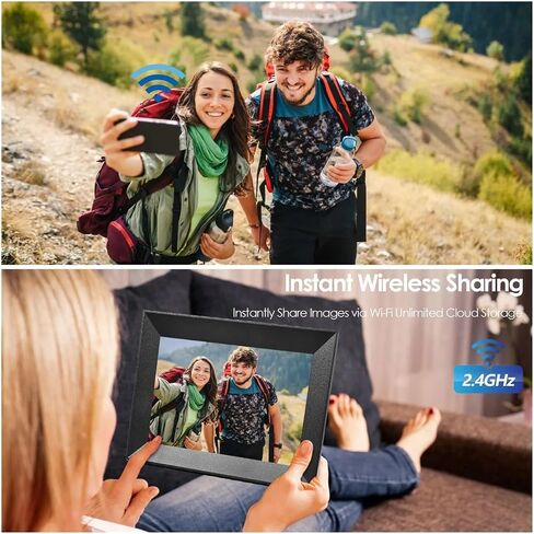 10" Smart WiFi Digital Photo Frame, IPS Touchscreen, 16GB Storage, Auto Rotation, APP Control, Share Photos & Videos(8inch) in Saudi Arabia