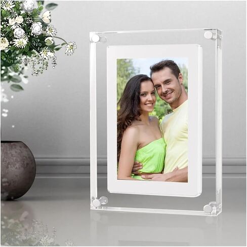 5 Inch Acrylic Digital Photo Frame, 1000mAh IPS Screen, 2GB Memory, Type C, Speaker, Video Playback, Gift-Ready in Saudi Arabia