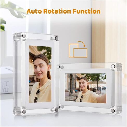 5" Acrylic Digital Photo Frame, 8GB Memory, Video/Music/Photo Player, Auto Rotation, Rechargeable Battery, Gift for Friends & Family in Saudi Arabia