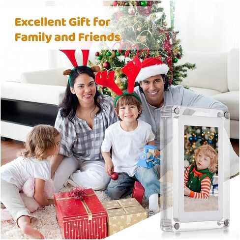 5" Acrylic Digital Photo Frame, 8GB Memory, Video/Music/Photo Player, Auto Rotation, Rechargeable Battery, Gift for Friends & Family in Saudi Arabia