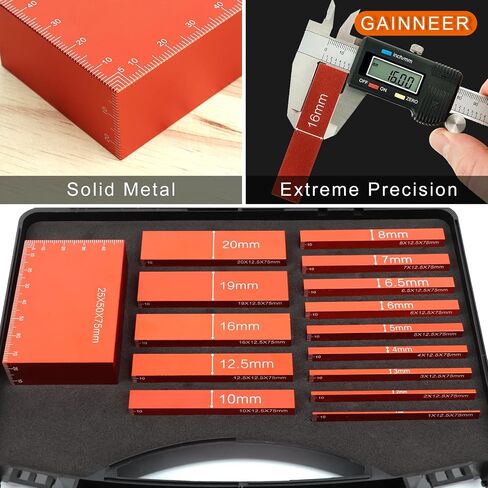 15pcs Metric Setup Blocks-Aluminum Precision Height Gauge Set for Router and Table Saw Woodworking Set Up Accessories,Orange in Kuwait
