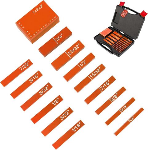 15 قطعة من مكعبات الإعداد المترية - مجموعة قياس الارتفاع الدقيق من الألومنيوم لجهاز التوجيه ومنشار الطاولة وملحقات إعداد الأعمال الخشبية، برتقالي in Kuwait
