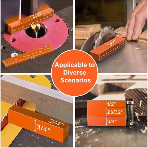 15 قطعة من مكعبات الإعداد المترية - مجموعة قياس الارتفاع الدقيق من الألومنيوم لجهاز التوجيه ومنشار الطاولة وملحقات إعداد الأعمال الخشبية، برتقالي in Kuwait
