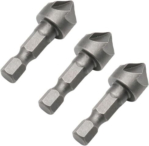 3-Pack Durable Hex Shank Countersink Drill Bits – Metal Chamfering & Woodworking Hole Opener, Hexagonal Handle Milling Cutter, Convenient Punching Tool for Woodworking in Saudi Arabia