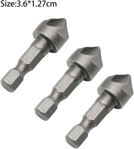 3-Pack Durable Hex Shank Countersink Drill Bits – Metal Chamfering & Woodworking Hole Opener, Hexagonal Handle Milling Cutter, Convenient Punching Tool for Woodworking in Saudi Arabia
