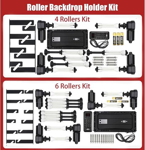 Motorized Roller Background Support Systems Kit,Electric Wall Ceiling Mount Backdrop Holder w/Remote Control,Floor-Standing Background Stand (6 Roller) in Saudi Arabia