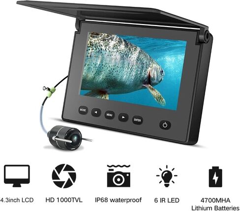 Underwater Fish Finder Fishing Camera Ice Fishing Night Vision Camera 4.3" LCD Monitor Sport Video Underwater in Kuwait