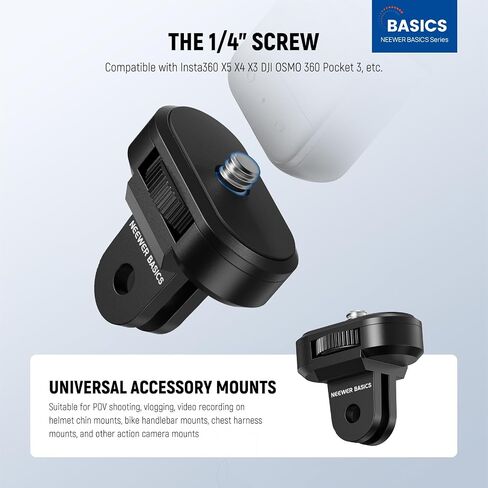 NEEWER 3 Pack Tripod Mount Adapter Kit Compatible with Insta360 DJI OSMO 360 Pocket 3 Action Camera for POV Video Recording, 1/4"-20 to 2 Prong Conversion Screw Parts Accessories, GP-92 in Saudi Arabia
