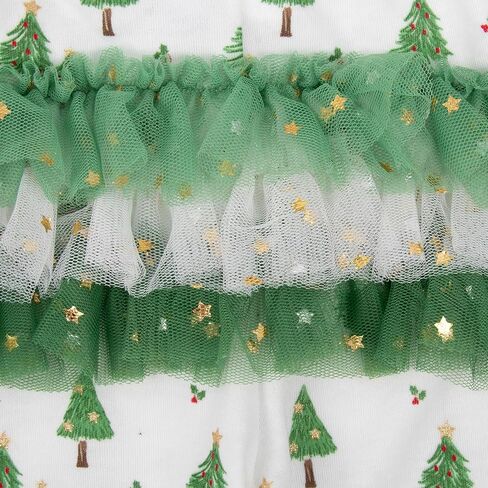 Baby Girl Christmas Outfit 3pc Set – Bodysuit Onesie, Leggings with Gold Waistband, and Bow Headband in Saudi Arabia