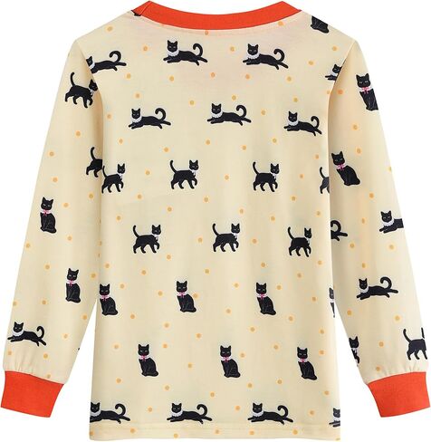 DDSOL Toddler Girls Pajamas Set Warm Pjs Baby Kids Long Sleeve Sleepwear Cat Love Heart Winter Jammies 2-7 Years in Saudi Arabia