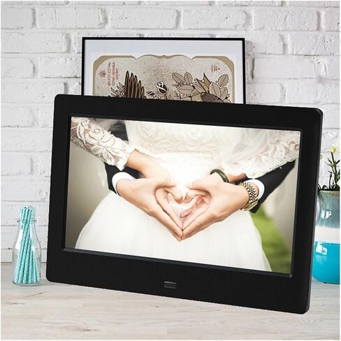 7 Inch HD LED Digital Photo Frame with Clock & Calendar, USB/MMC/SD/MS Card Support, 800x480 Resolution, Remote Control (White) in Saudi Arabia