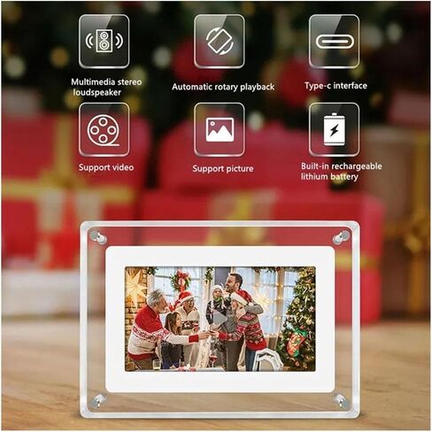 5/7 Inch 1080P Digital Photo Frame, Acrylic Smart Motion Video Player, 4GB Memory, Touch Screen, USB/SD Playback, Home Decor in Saudi Arabia
