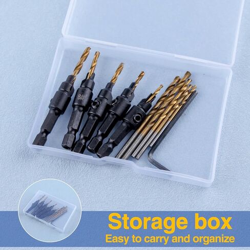 5Pcs Countersink Drill Bit Set for Wood Drill Bits for Holes Tapered Drill Bits Counter Sinker Drill Bit Set with Allen Wrench Pilot Screw Hole Set 82-Degree Chamfer Titanium Coated in Saudi Arabia