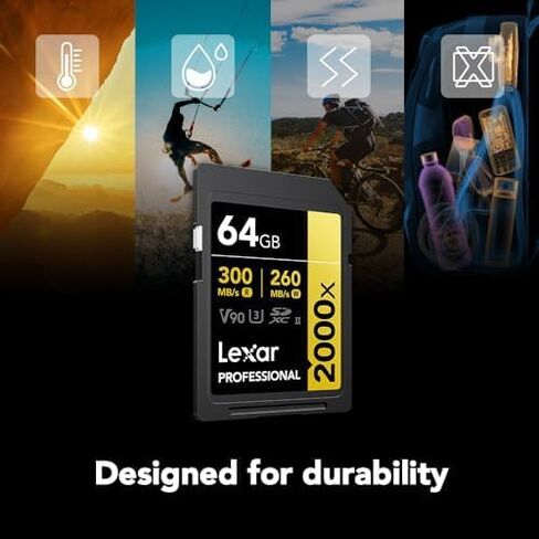 Lexar 512GB Professional 2000x SDXC Memory Card, UHS-II, C10, U3, V90, Full-HD & 8K Video, Up to 300MB/s Read, for DSLR, Cinema-Quality Video Cameras (LSD2000512G-RNNNU) in Saudi Arabia