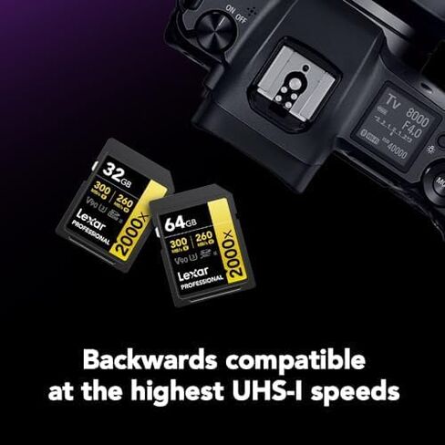 Lexar 512GB Professional 2000x SDXC Memory Card, UHS-II, C10, U3, V90, Full-HD & 8K Video, Up to 300MB/s Read, for DSLR, Cinema-Quality Video Cameras (LSD2000512G-RNNNU) in Saudi Arabia