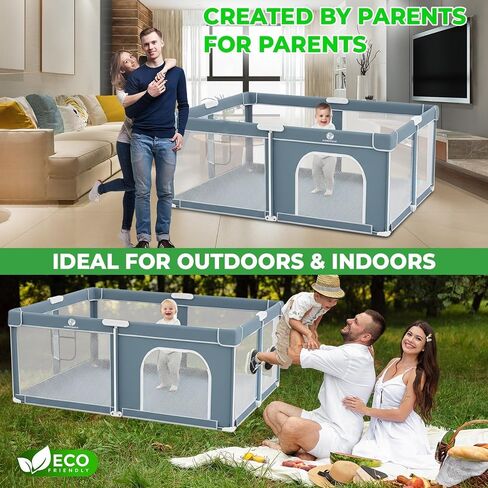 Foldable Baby Playpen with Mat Large 71"x59" Easy Installation, Collapsible Play Yard for Babies & Toddlers, Breathable Mesh, Anti-Fall Stable Design Baby Fence, Indoor Outdoor Playard, Durable Fabric in Saudi Arabia