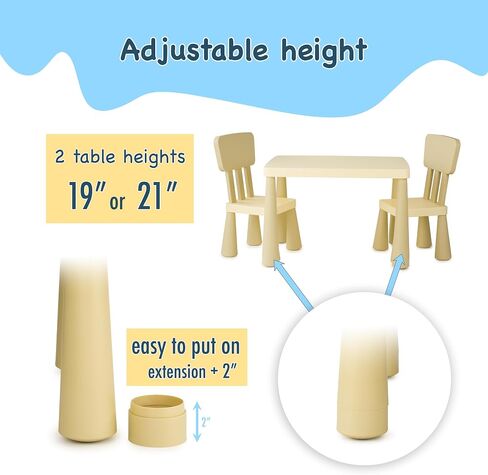 Kids Table and 2 Chairs Set with Storage Drawer, Height Adjustable Toddler Desk and Chair Set, Classroom/Playroom/Daycare/Home, Children Multi-Activity Table for Ages 2-8 in Saudi Arabia