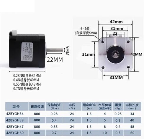 42BYGH34 High Tq Nema 17 Stepper Motor for 3D Printer Computerized Numerical Control Milling Engraving Machine 0.28N.m 4-Lead 1.5A Motors(Motor with Dupont he) in Saudi Arabia