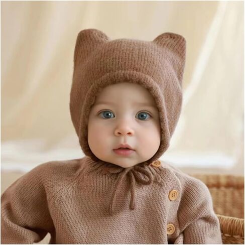 Baby Hats Autumn/Winter Boys Girls Knitted Hat Children's Ear Protection Infant Warm Cap in Saudi Arabia