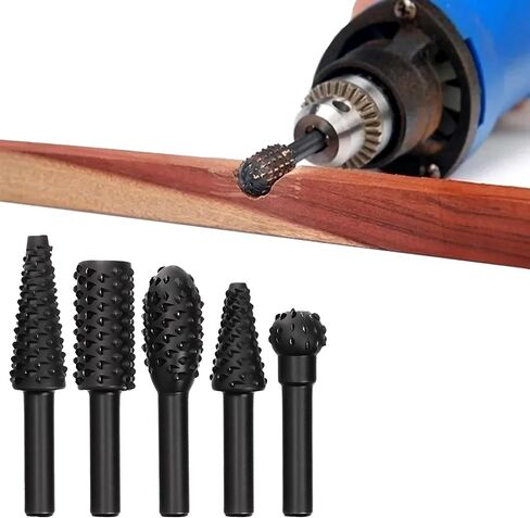 5-Piece Rotary Burr Set for Woodworking Metal Carving Polishing Tools 1/4 Inch Shank Fits Power Drills and Rotary Tools in Saudi Arabia