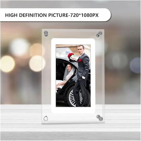 5-Inch Acrylic Digital Photo Frame, Vertical Display, 1000mAh Battery, 2GB Memory, HD 480x854 Resolution, USB Video & Photo Upload, Home Decor in Saudi Arabia