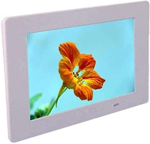 7-Inch LCD Electronic Photo Frame, 800x480 Resolution, Video/Audio Playback, Calendar/Clock, SD/USB Support, White in Saudi Arabia