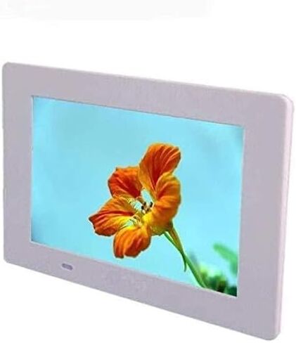 7-Inch LCD Electronic Photo Frame, 800x480 Resolution, Video/Audio Playback, Calendar/Clock, SD/USB Support, White in Saudi Arabia