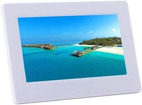 7-Inch Digital Photo Frame, 1024x600 IPS Resolution, Music & Video Playback, Clock & Calendar, SD/MMC/U Disk Support, Black/White in Saudi Arabia