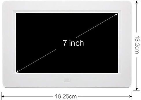 7-Inch Digital Photo Frame, 1024x600 IPS Resolution, Music & Video Playback, Clock & Calendar, SD/MMC/U Disk Support, Black/White in Saudi Arabia