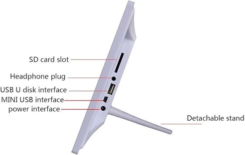 8.7-Inch WiFi Digital Photo Frame, 16GB Storage, 1280x800 Resolution, Auto-Rotation, Easy Sharing via App, White (Black) for Any Occasion in Kuwait