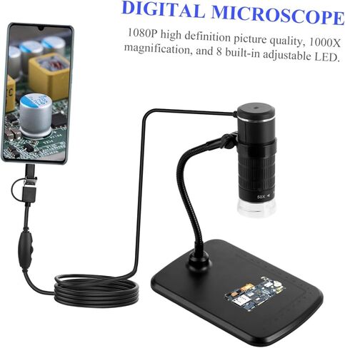 مجهر رقمي من MERRYHAPY مجهر إلكتروني عالي الدقة مع أضواء LED وصلة USB للطلاب والهواة الذين يستكشفون العالم المجهري in Kuwait