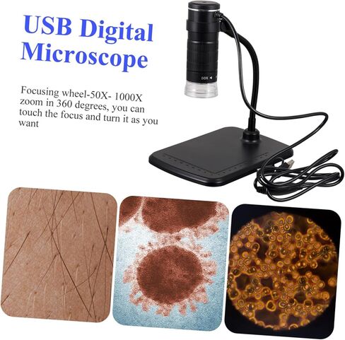 مجهر رقمي من MERRYHAPY مجهر إلكتروني عالي الدقة مع أضواء LED وصلة USB للطلاب والهواة الذين يستكشفون العالم المجهري in Kuwait
