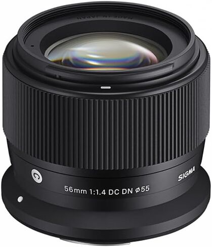 عدسة سيجما 56 ملم f/1.4 DC DN المعاصرة لكاميرا Canon RF، حزمة مع حقيبة عدسة نيوبرين، طقم فلتر 55 ملم، حبل غطاء العدسة ومجموعة التنظيف in Kuwait
