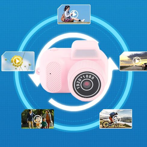 Mini Digital Camera, 1080P HD Video Camera with 0.96in Color Screen, 128GB Memory Card, Pocket Video Recorder for Daily Life Travel Recording (Roseate) in Kuwait