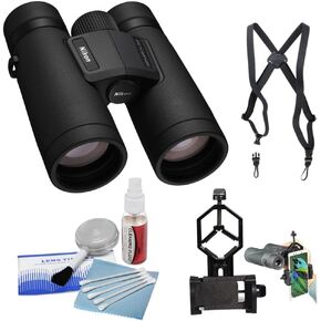 Nikon 8x42 Monarch M7 Binoculars Bundle with Binocular Harness + Smartphone to Binocular Adapter + 5-Piece Lens Cleaning Kit (4 Items) in Saudi Arabia