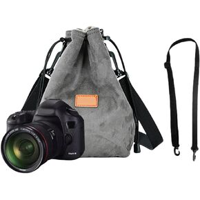 Camera Case Drawstring Bag Vintage DSLR Camera Bag Soft Lens Case with Shouder Strap for Traveling Camera Storage Case in Kuwait