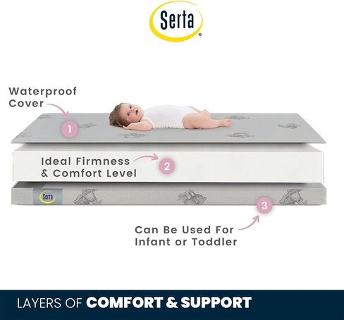 مرتبة Serta Perfect Embrace لسرير الأطفال والأطفال الصغار - ألياف أساسية مسامية - معتمدة من GREENGUARD Gold - ضمان لمدة 7 سنوات - صنع في الولايات المتحدة الأمريكية in Saudi Arabia