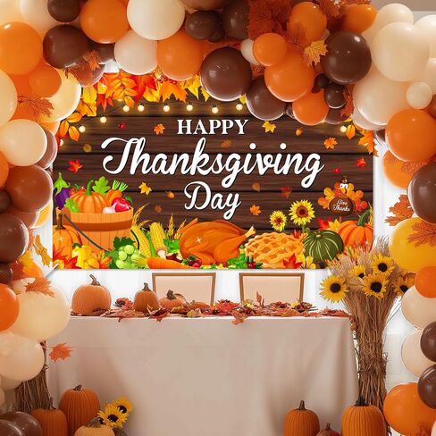 Avezano Happy Thanksgiving Backdrop Banner Fall Pumpkin Maple Leaf Photography Background for Thanksgiving Day Friends Gathering Autumn Harvest Party Decorations (6x3.6ft) in Saudi Arabia