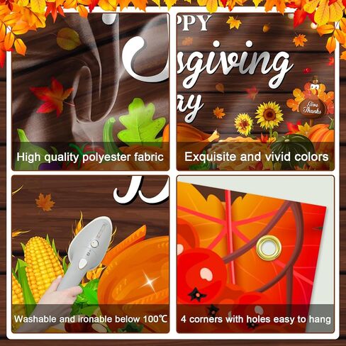 Avezano Happy Thanksgiving Backdrop Banner Fall Pumpkin Maple Leaf Photography Background for Thanksgiving Day Friends Gathering Autumn Harvest Party Decorations (6x3.6ft) in Saudi Arabia