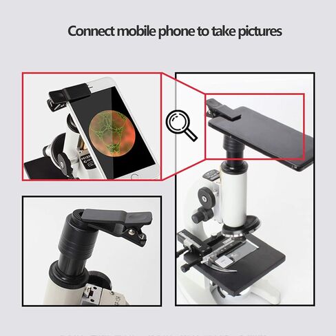 مجهر 40x-2500x عدسة موضوعية ميكروسكوب بيولوجي (10x/40x/100x) عدسة عينية (5x/10x/16x/25x) 2500 مرة + 5 مليون بكسل عدسة إلكترونية يمكن توصيلها بالهاتف المحمول 20x14x31 سم in Kuwait
