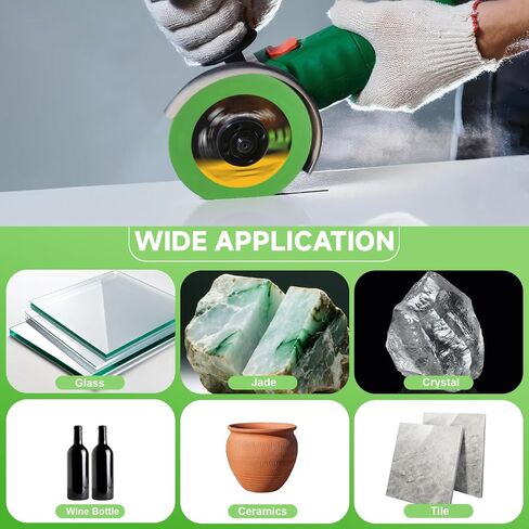 قرص قطع زجاجي لمطحنة زاوية 4-1/2 بوصة، 6 قطع قرص قطع بلاط ألماس رفيع للغاية للزجاج/اليشم/الكريستال/البلاط/زجاجة النبيذ/السيراميك، 7/8 بوصة in Saudi Arabia