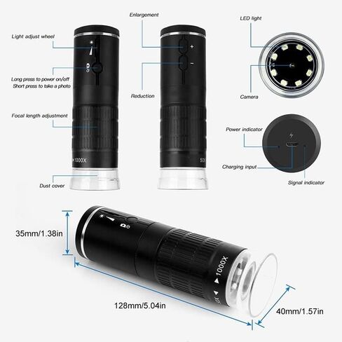 Microscope Accessories Kit Digital Microscope Handheld HD Camera 50-1000x Magnification with Stand Microscope Slides in Saudi Arabia