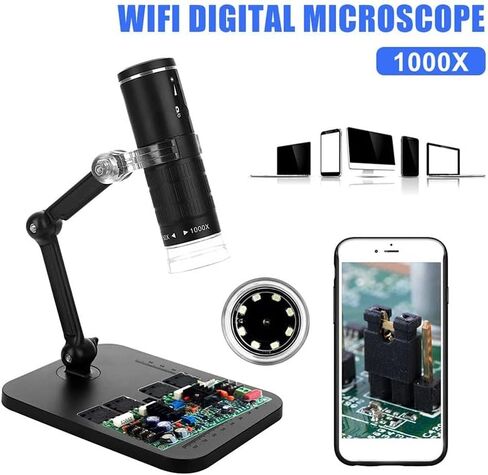 Microscope Accessories Kit Digital Microscope Handheld HD Camera 50-1000x Magnification with Stand Microscope Slides in Saudi Arabia