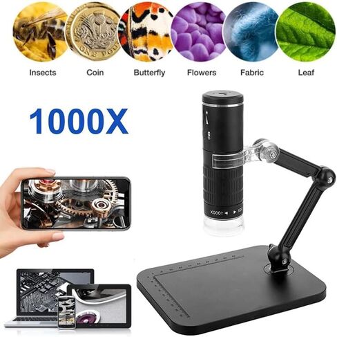 Microscope Accessories Kit Digital Microscope Handheld HD Camera 50-1000x Magnification with Stand Microscope Slides in Saudi Arabia