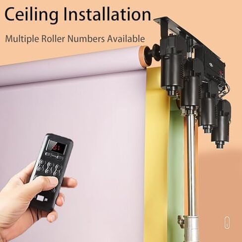 Electric Motorized Roller Background Support Systems Kit,Remote Control Wall/Ceiling Mount Backdrop Holder,Floor-Standing Stand for Photo Studio (2 Roller) in Kuwait