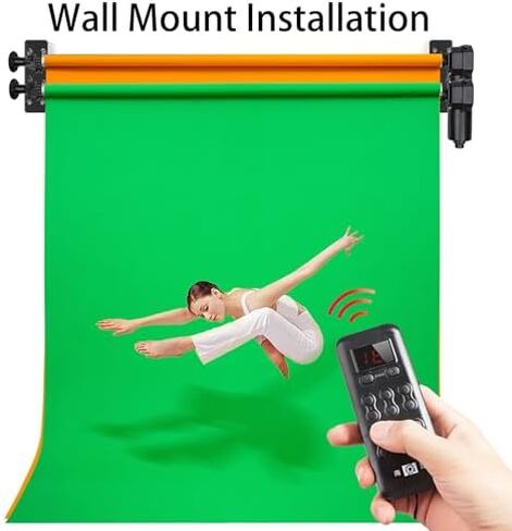 Electric Motorized Roller Background Support Systems Kit,Remote Control Wall/Ceiling Mount Backdrop Holder,Floor-Standing Stand for Photo Studio (2 Roller) in Kuwait