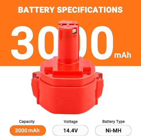 Shentec 14.4V 3.0Ah Replacement Battery Compatible with Makita PA14 1420 1422 1433 1434 1435 1435F 192600-1 193985-8 192699 193157-5 193158-3，Ni-MH Battery Pack in Saudi Arabia